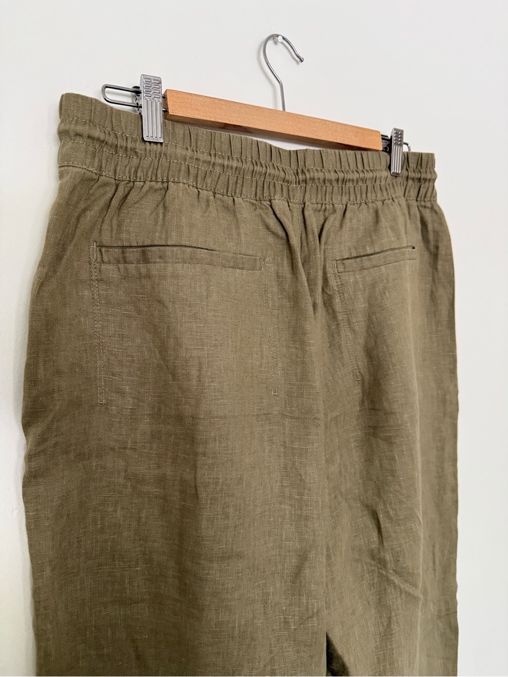 Athleta Retreat Linen Wide-Leg Pants in olive size L - Picture 8 of 15
